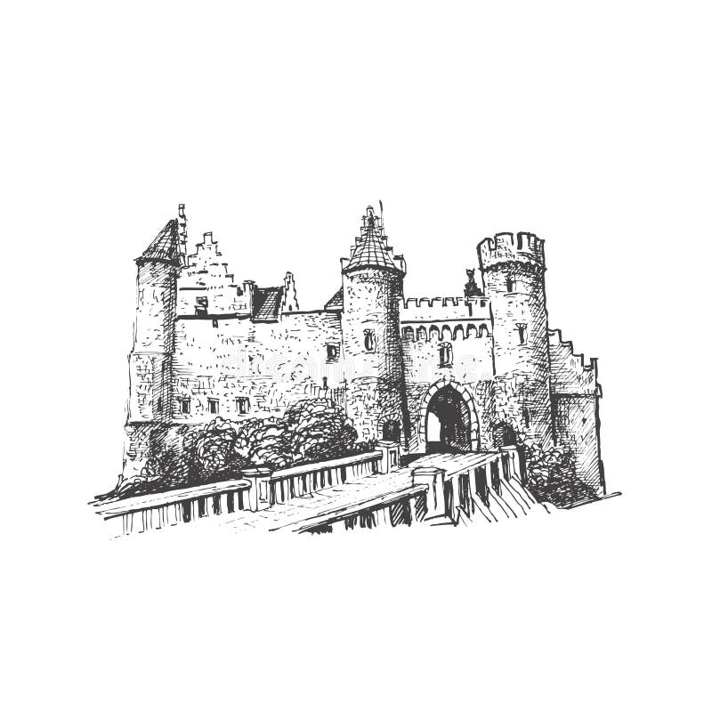 Medieval Castle. Vector Drawing, Sketch Stock Illustration