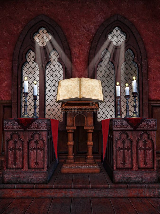 Medieval Chapel with Candles Stock Illustration Illustration of chapel, interior 46327462