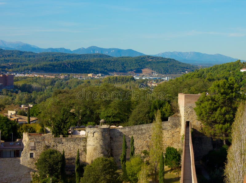 Medieval city wall, Girona, Spain