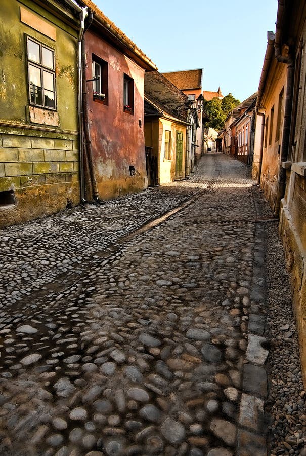 Medieval Cobblestone Paved Road Stock Image Image of cobblestone