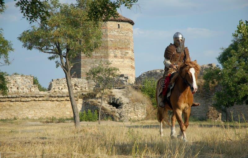 Medieval European knight in the castle