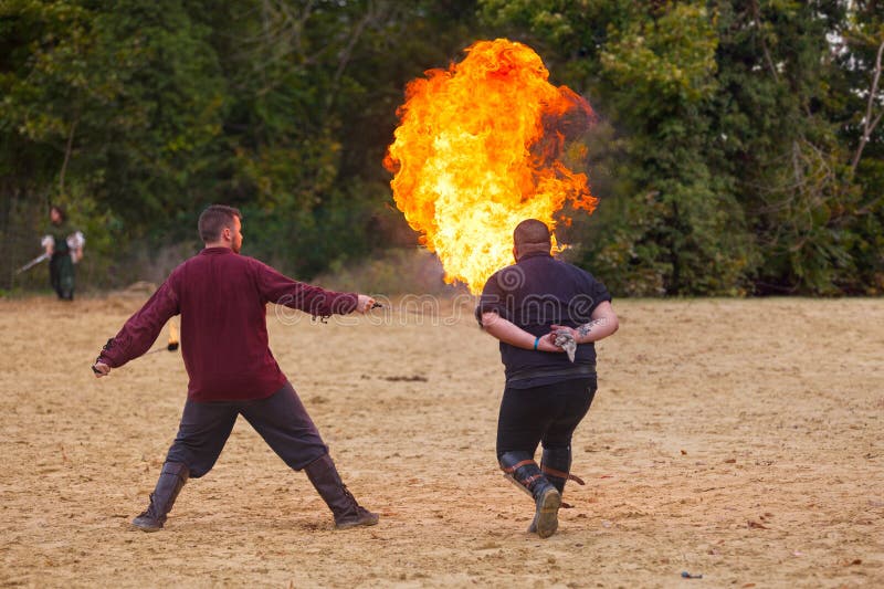 Medieval fireeater editorial photography. Image of monks 269826087