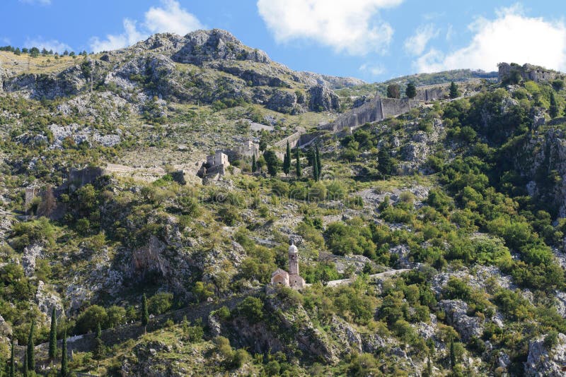 The medieval fortress in the mountains. Kotor, Montenegro