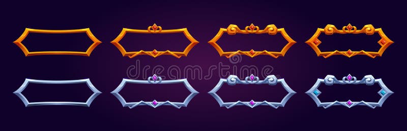 Medieval golden button frame for fantasy game ui vector illustration