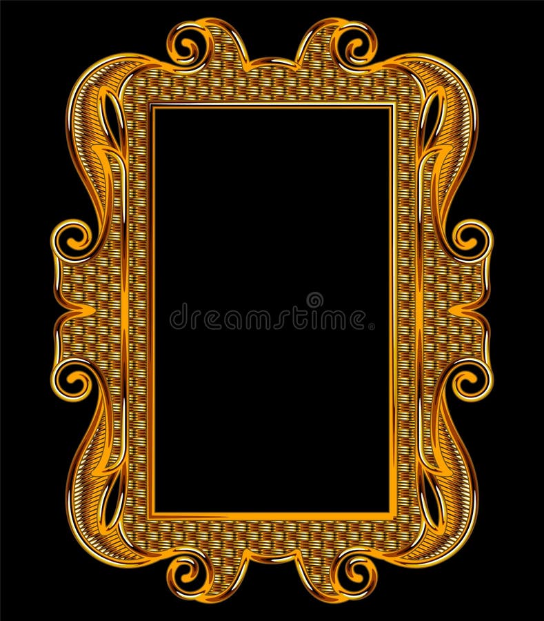 Medieval Goldwork Embroidery Vector Frame. Stock Vector - Illustration