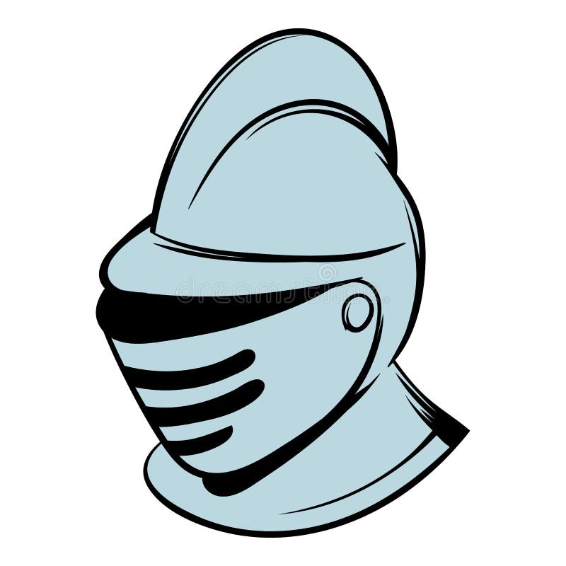 Knight Helmet Medieval Icon, Cartoon Style Stock Vector Illustration
