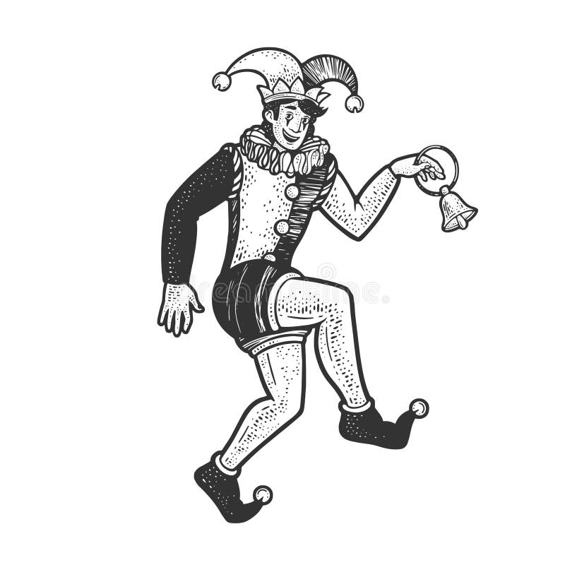 Medieval Jester Juggling Balls Sketch Style Vector Stock Vector