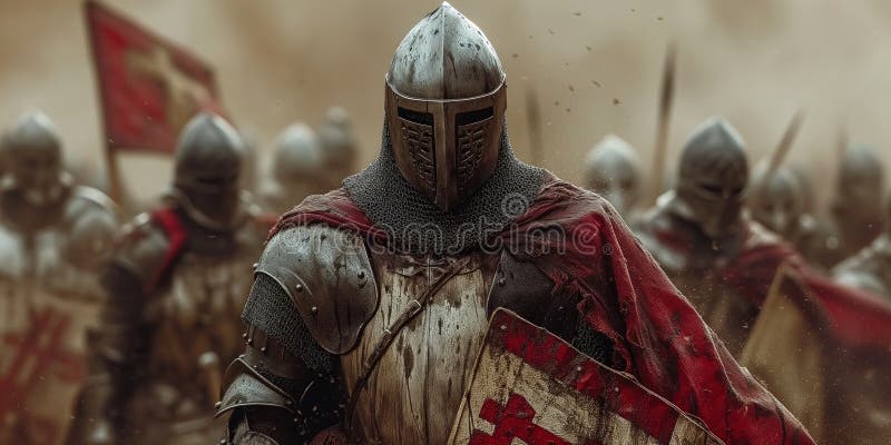 Medieval Knight in Armor Crusader Stock Illustration - Illustration of ...