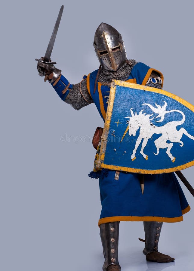 Medieval knight is attacking stock photo Medieval knight is attacking stock photo
