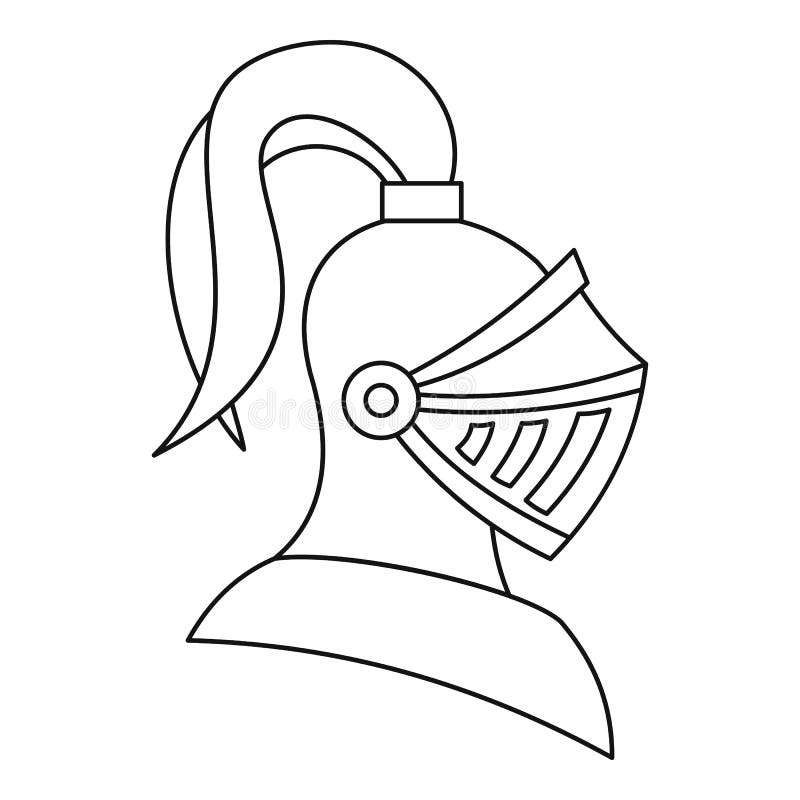 Medieval Knight Helmet Icon, Outline Style Stock Vector Illustration