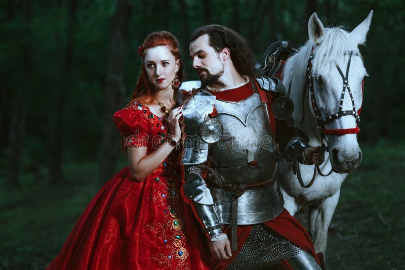 Medieval knight with lady