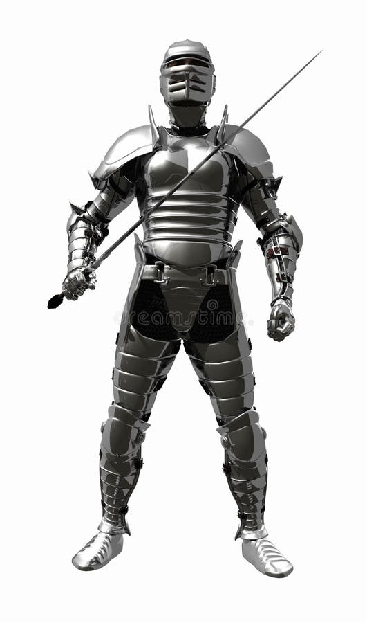 Medieval Knight in Shining Armour - Sword Ready royalty free illustration Medieval Knight in Shining Armour - Sword Ready royalty free illustration