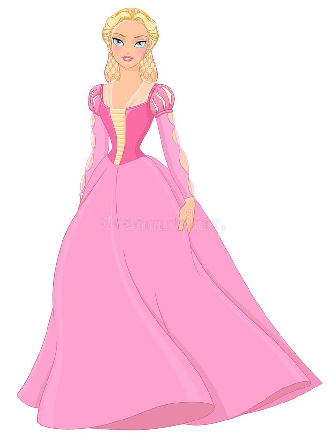 Medieval lady in pink dress vector illustration stock illustration Medieval lady in pink dress vector illustration stock illustration