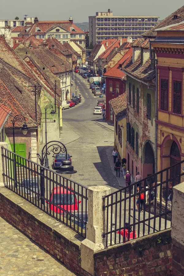 Local senior people play chess in the streets in the medieval city of  Sibiu.Transylvania.Romania Stock Photo - Alamy