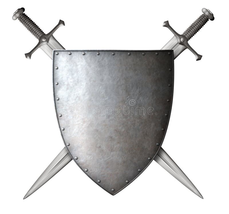 Crossed swords with a shield hi-res stock photography and images