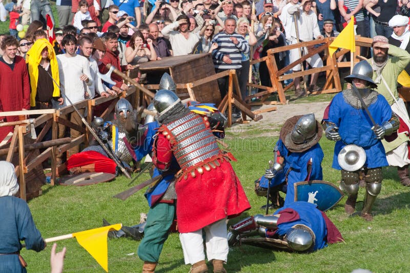 Medieval reenactment festival Battle of Nations stock image