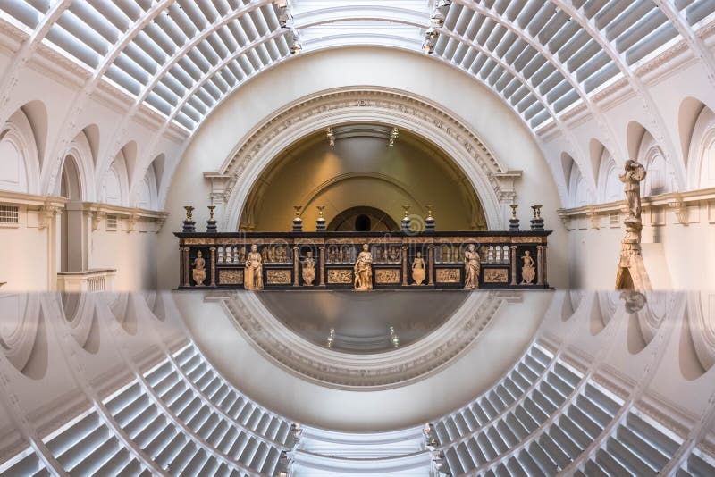 Medieval and Renaissance Gallery at Victoria and Albert Museum, London UK, reflected in glass. stock image Medieval and Renaissance Gallery at Victoria and Albert Museum, London UK, reflected in glass. stock image