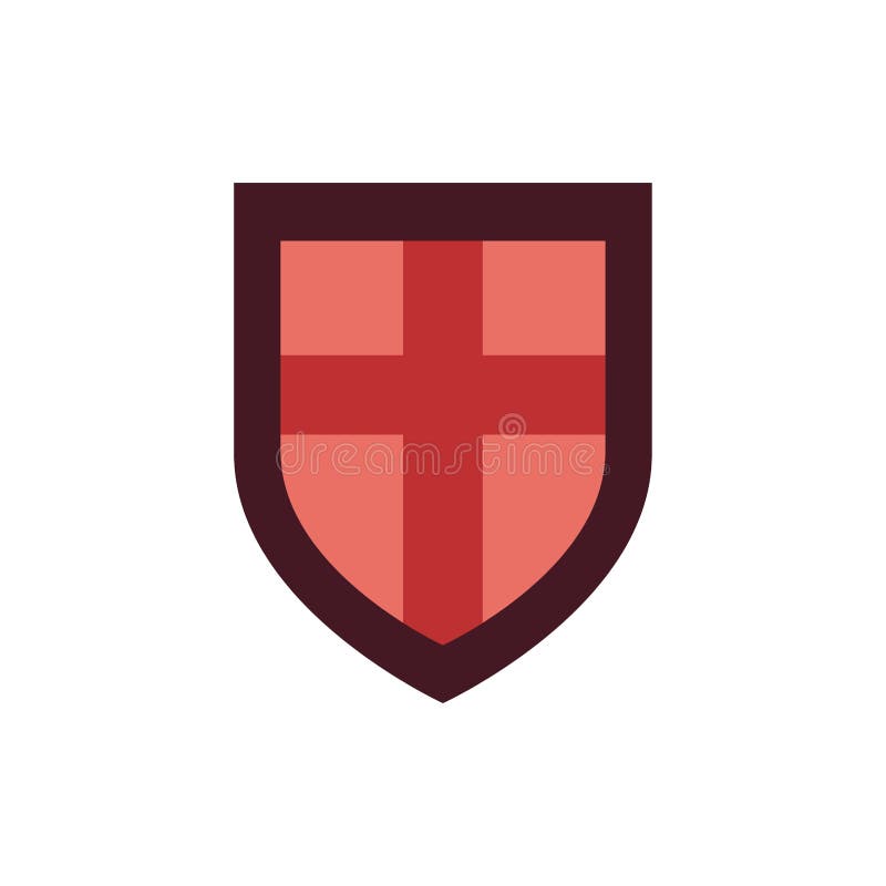Medieval Shield with Flat Style Icon Stock Vector Illustration of
