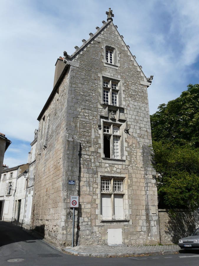 Medieval stone house in France royalty free stock photo