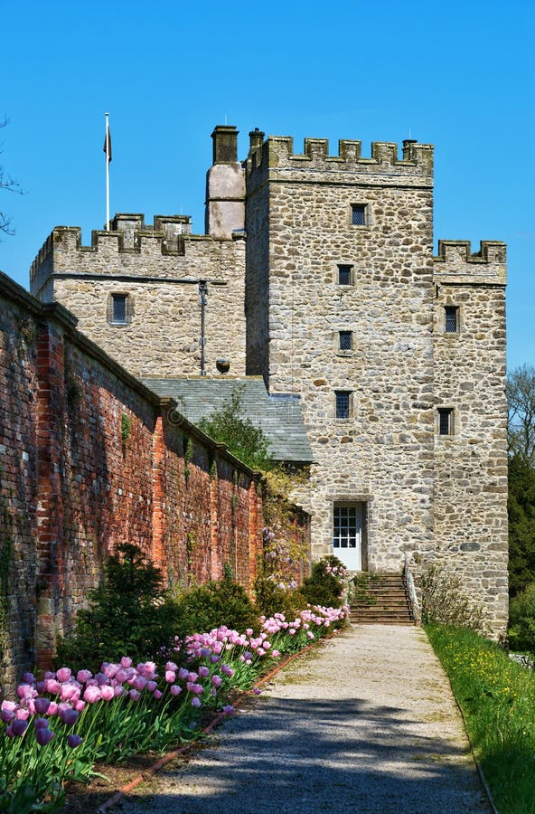 Medieval stone keep at Sizbergh Castle royalty free stock photo