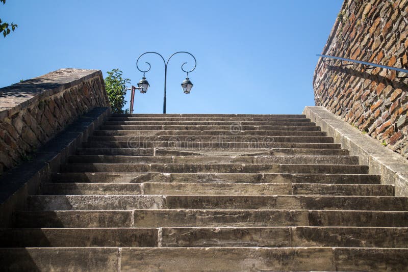 Medieval stone stairs royalty free stock photos