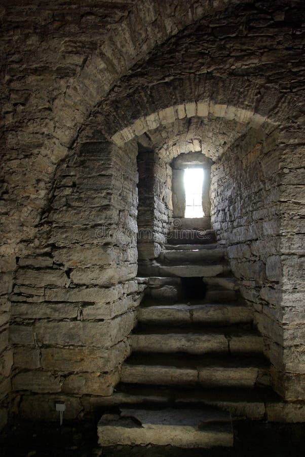 Medieval stone window stock photos