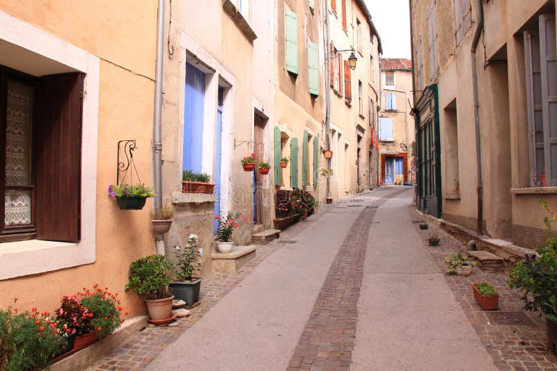 Medieval street in France royalty free stock photo