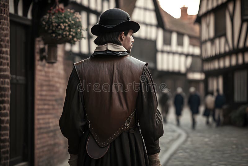 Medieval Wanderer on the Street of the Old City. Neural Network AI ...