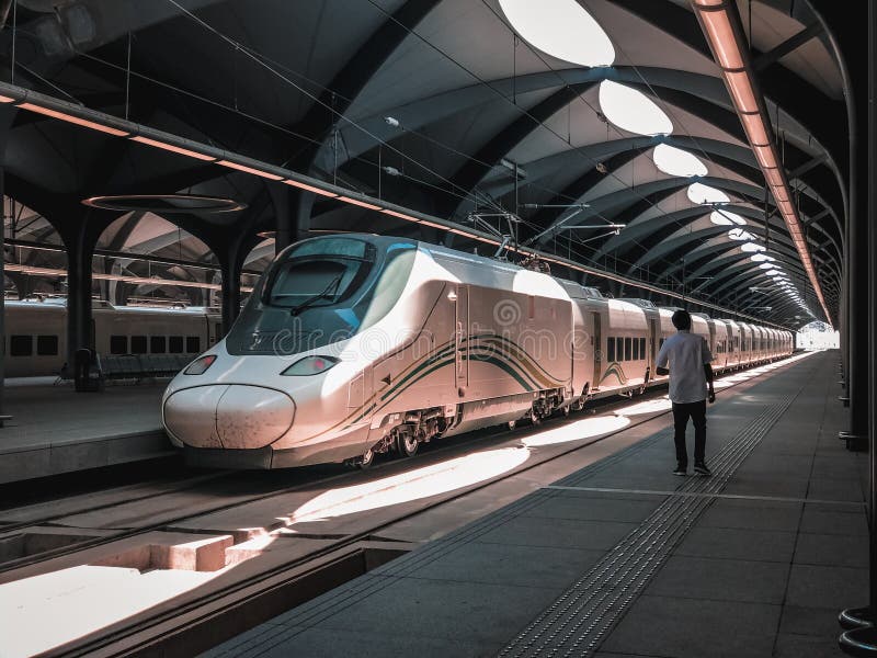 Medina saudi arabia cerca de 2019 : visão geral do hsr ferroviário de alta velocidade haramain na estação hsr madinah na medina sa