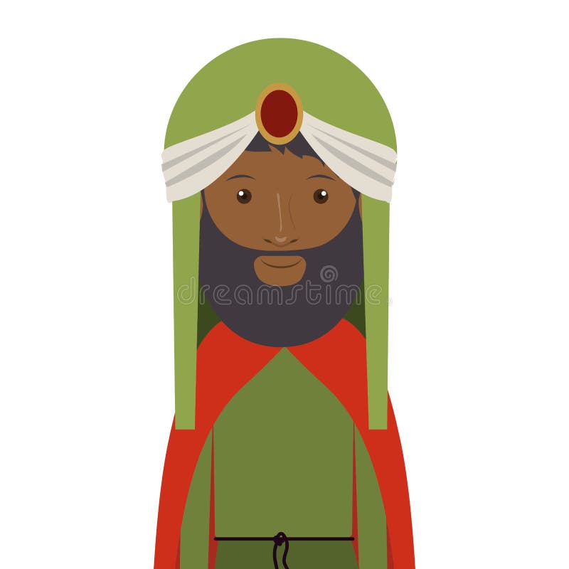 Medio cuerpo del hombre árabe colorido con el turbante y la barba stock de ilustración