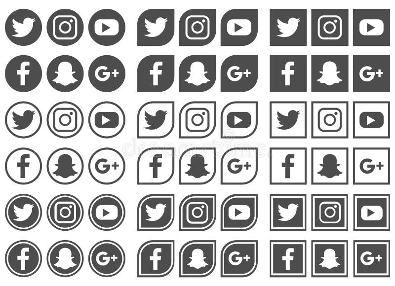Medios iconos sociales - ejemplo del vector