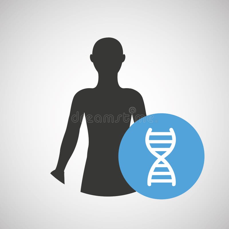 Medisch genetisch het pictogramontwerp van de silhouetpersoon vector illustratie