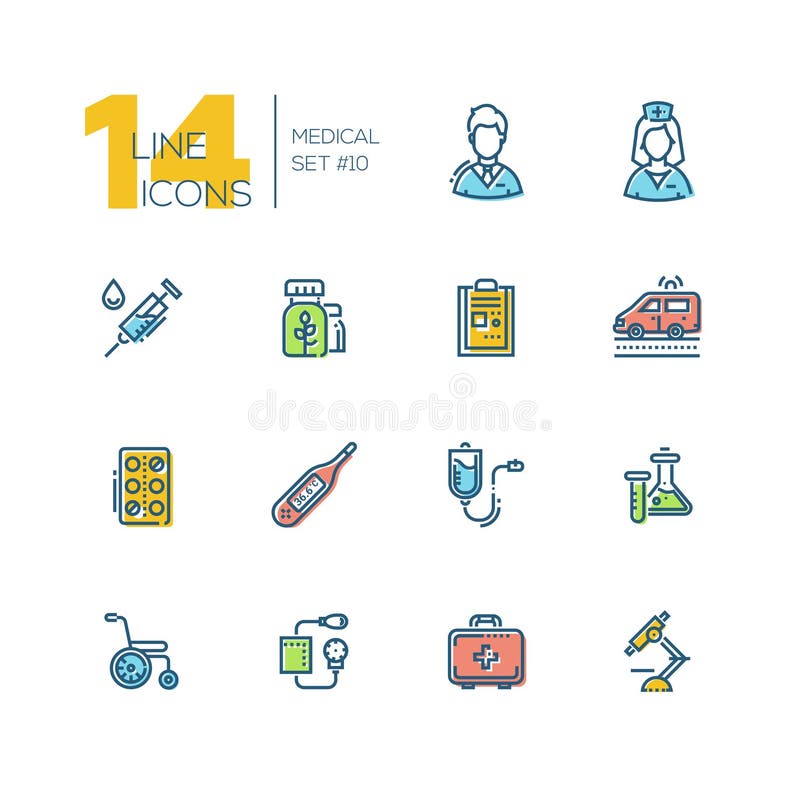 Medische apparatuur - dikke geplaatste lijnpictogrammen stock illustratie Medische apparatuur - dikke geplaatste lijnpictogrammen stock illustratie