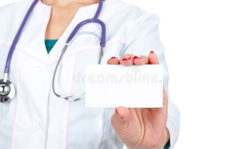 Medische arts die adreskaartje tonen