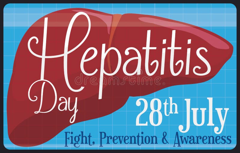 Medische Banner van Gezond Leveraftasten voor de Dag van de Wereldhepatitis, Vectorillustratie stock illustratie Medische Banner van Gezond Leveraftasten voor de Dag van de Wereldhepatitis, Vectorillustratie stock illustratie