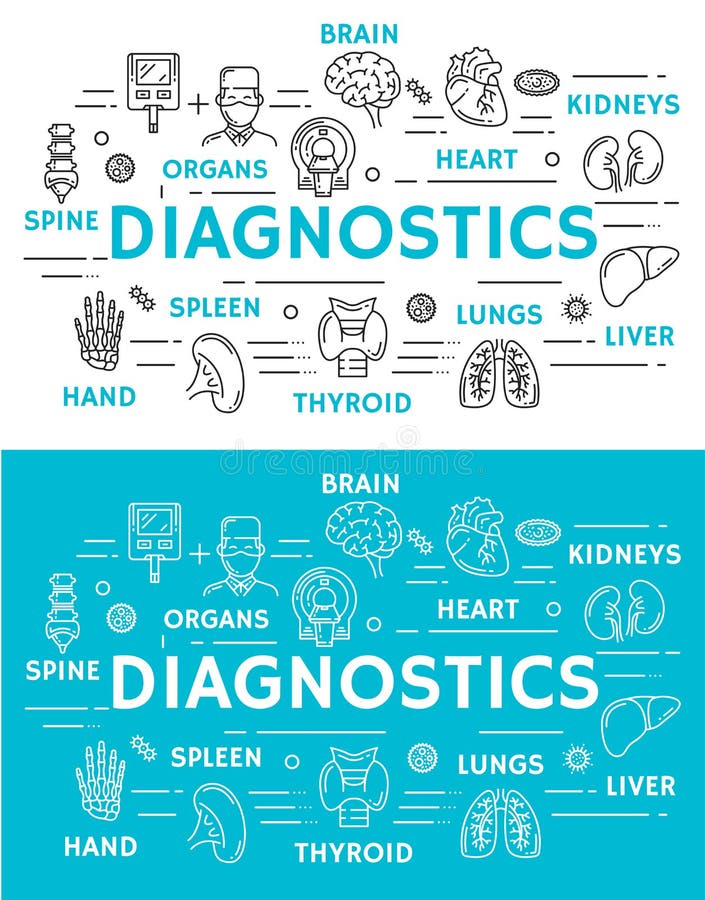 Medische diagnostiekbanner van kenmerkende kliniek royalty-vrije illustratie Medische diagnostiekbanner van kenmerkende kliniek royalty-vrije illustratie