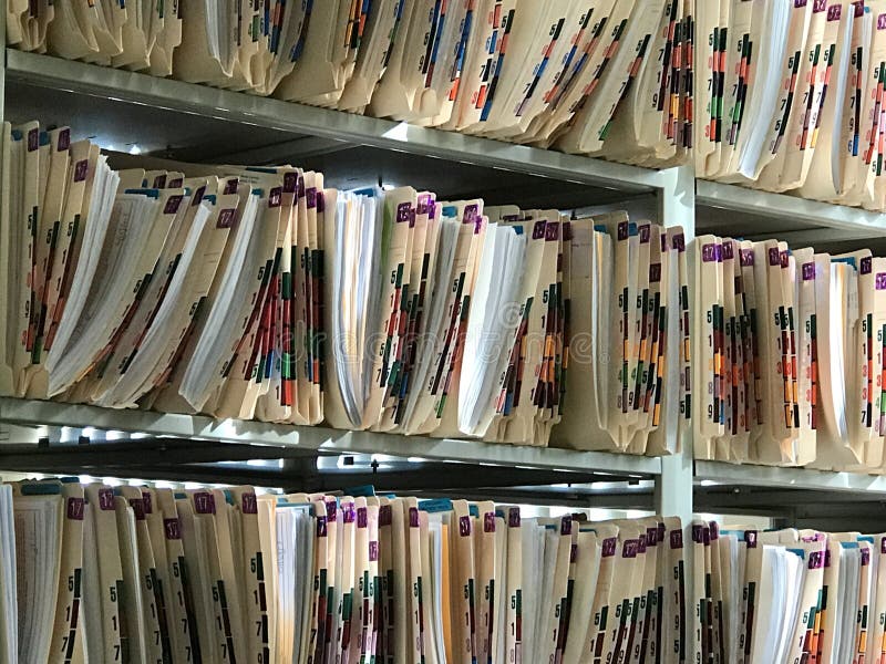 Medical records in a medical office. Medical records in a medical office