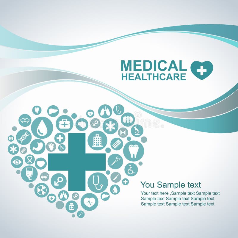 Medische Gezondheidszorgachtergrond, cirkelpictogrammen om hart en golflijn te worden vector illustratie Medische Gezondheidszorgachtergrond, cirkelpictogrammen om hart en golflijn te worden vector illustratie