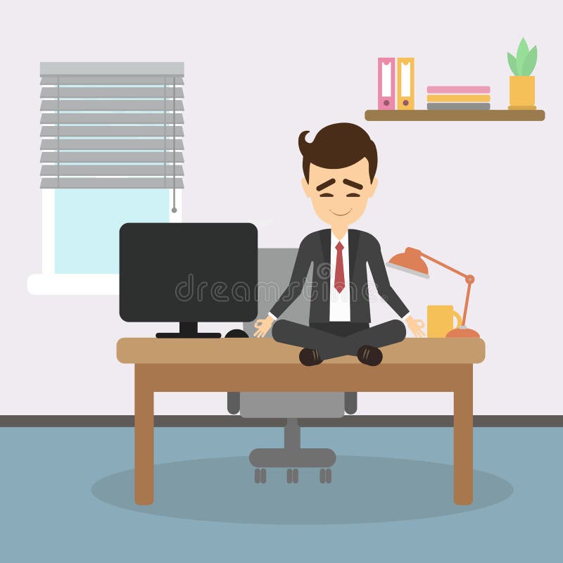 Meditación en el trabajo ilustración del vector Meditación en el trabajo ilustración del vector