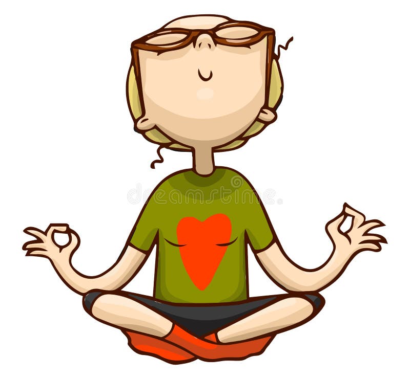 Meditación linda de la muchacha de la historieta en la posición de loto Ejemplo colorido aislado vector de la muchacha de la yoga stock de ilustración Meditación linda de la muchacha de la historieta en la posición de loto Ejemplo colorido aislado vector de la muchacha de la yoga stock de ilustración
