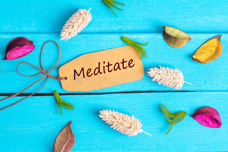 Meditate text on paper tag