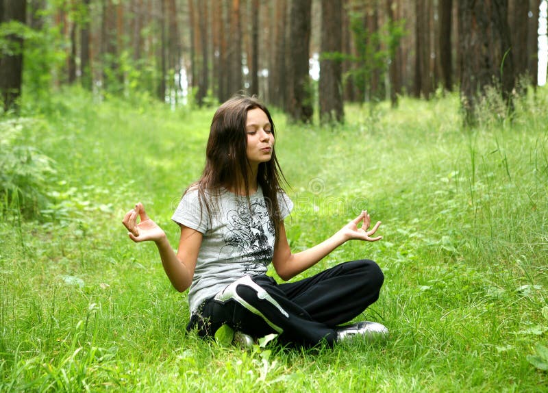 The meditating girl