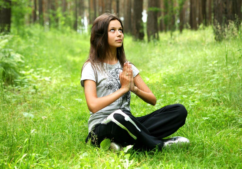 The meditating girl