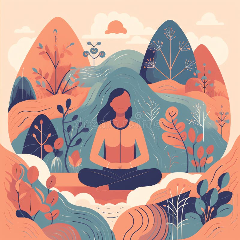 Meditation - a Flat Style Illustration of a Person Meditating in a