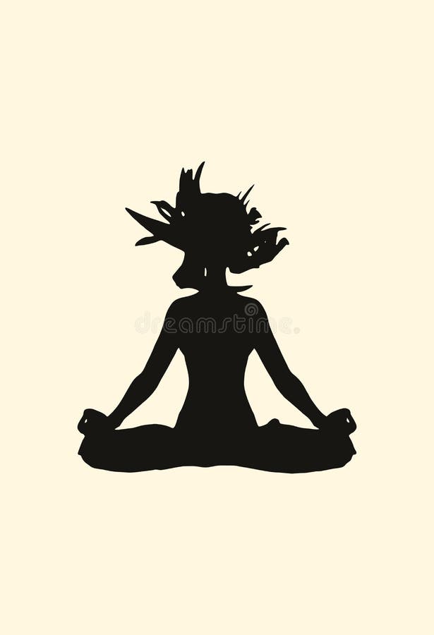 Meditation Girl Silhouette yoga ilustration vector stock illustration