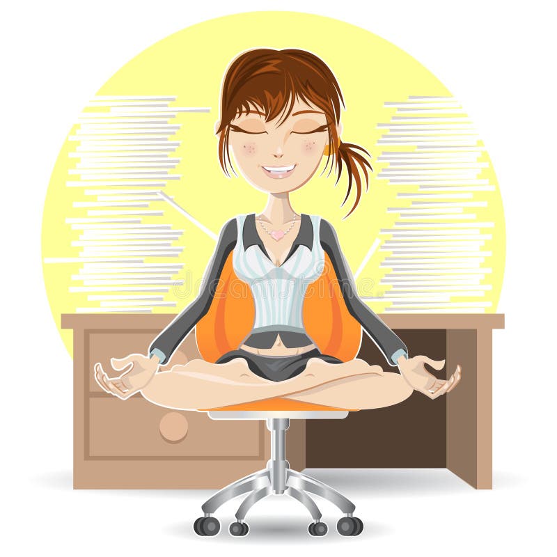 Meditation im Büro stock abbildung Meditation im Büro stock abbildung