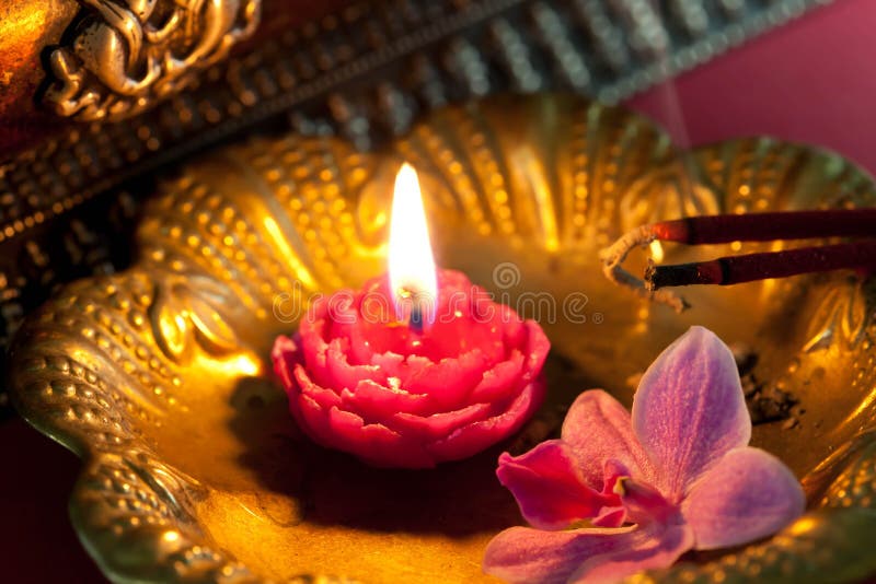 Meditation with incense and a candle royalty free stock images