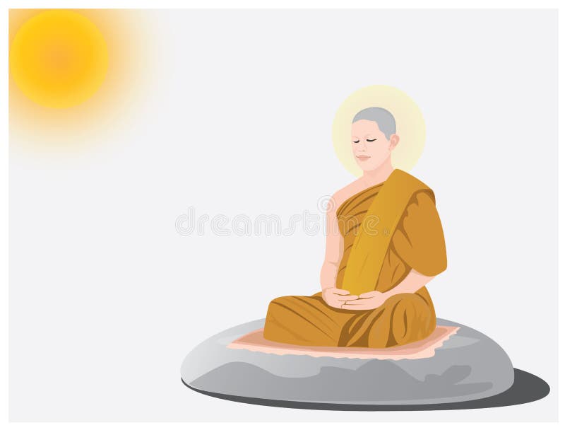 Meditation of monk stock vector. Illustration of india - 77957369