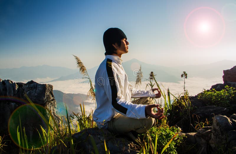 Meditation in nature stock photo. Image of tourists, hills 49254230