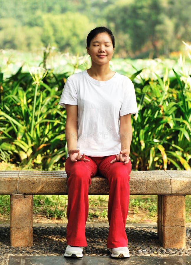 Meditation outdoor stock photo. Image of casual, asian - 25130040
